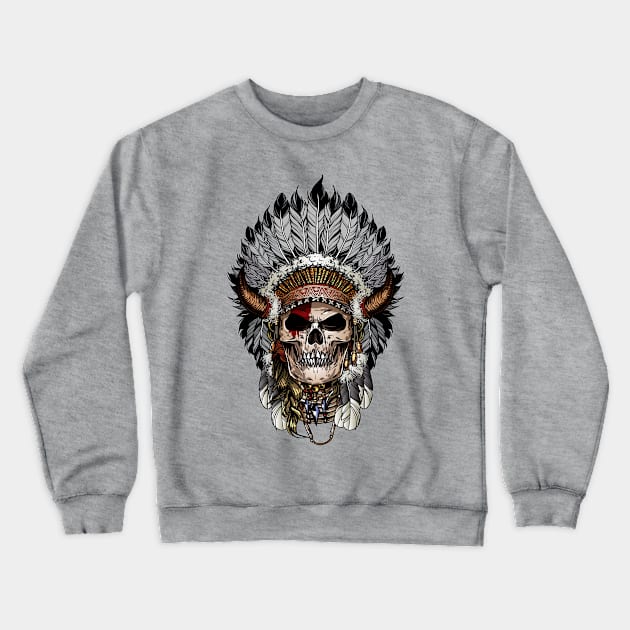 Indian skull Crewneck Sweatshirt by clickprint